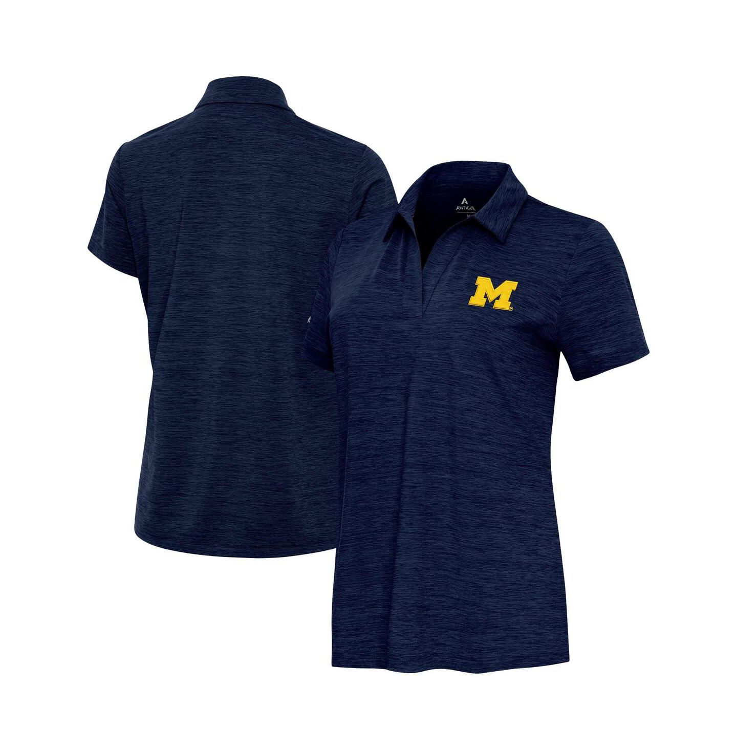 Женское поло Antigua Heather Navy Michigan Wolverines Layout V-Neck Polo — фото 1