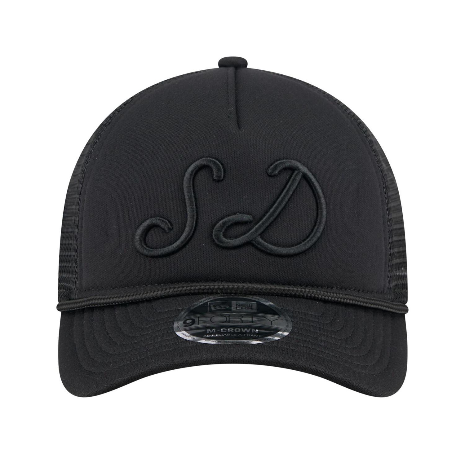 Men's Black San Diego Padres City Initial 9FORTY A-Frame M-Crown Adjustable Trucker Hat