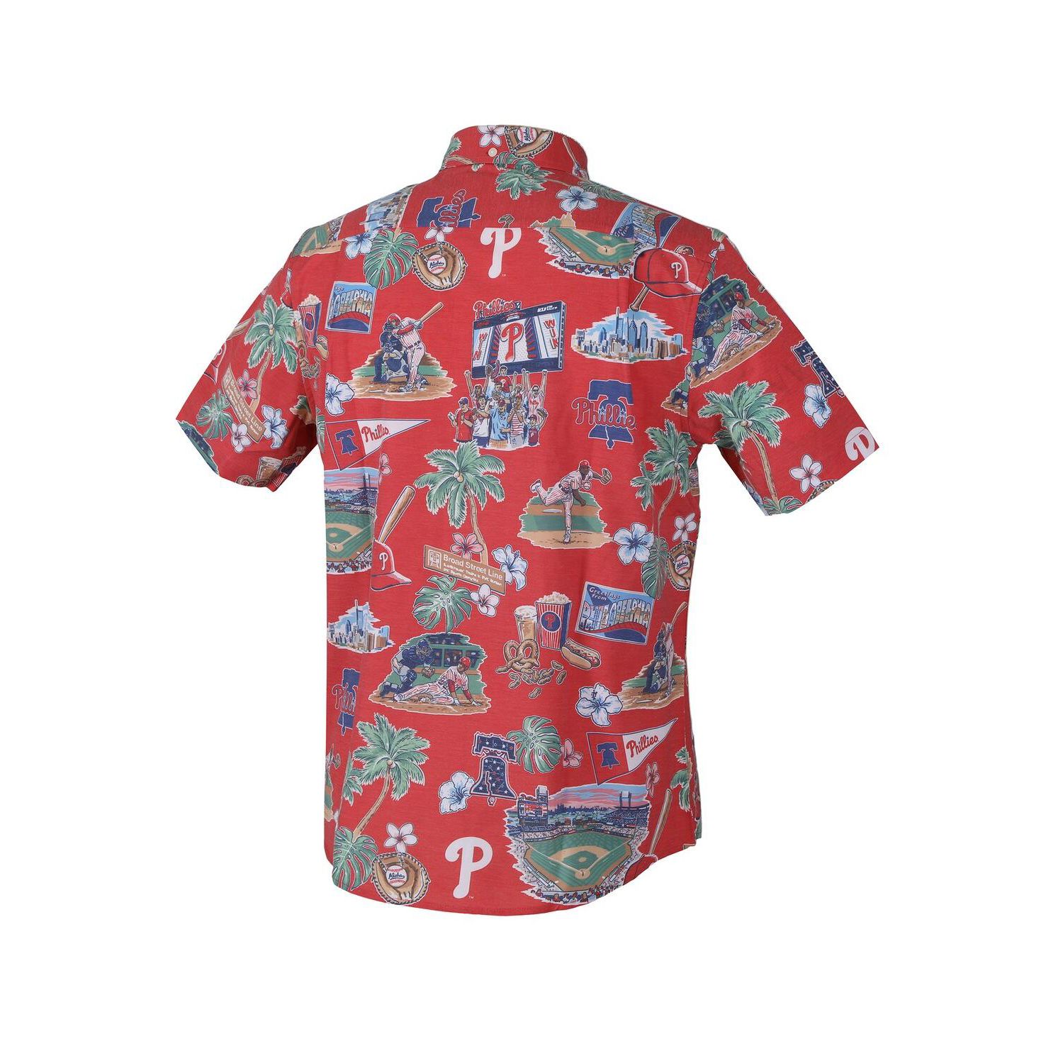 Men's Red Philadelphia Phillies Scenic Tri-Blend Button-Down Shirt