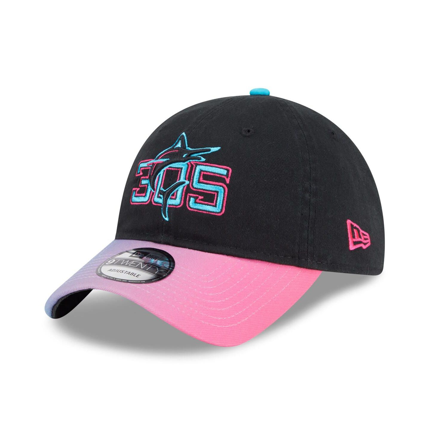 Мужская кепка New Era Black/Pink Miami Marlins 2025 City Connect 9TWENTY Adjustable Hat — фото 1