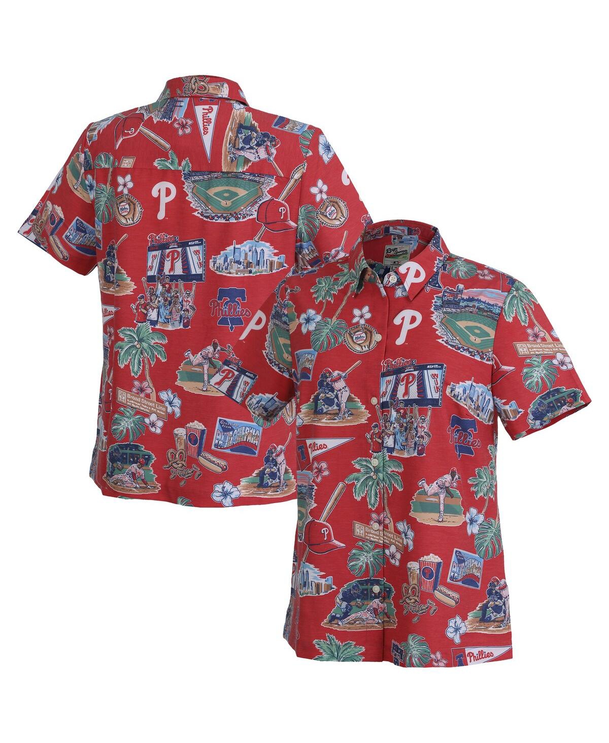 Women's Red Philadelphia Phillies Scenic Button-Up Top - Red