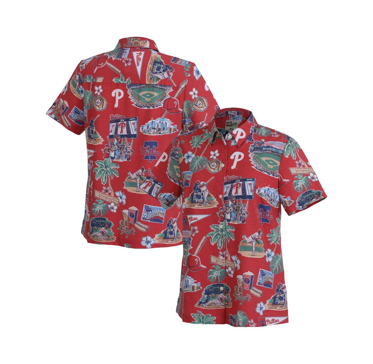 Women's Red Philadelphia Phillies Scenic Button-Up Top