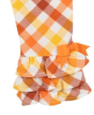 Baby Girls 2-Piece Pumpkin Polka Dot Top and Plaid Pants Set