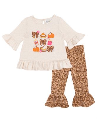 Baby Girls 2-Piece Fall Treat Top and Cheetah Leggings Set