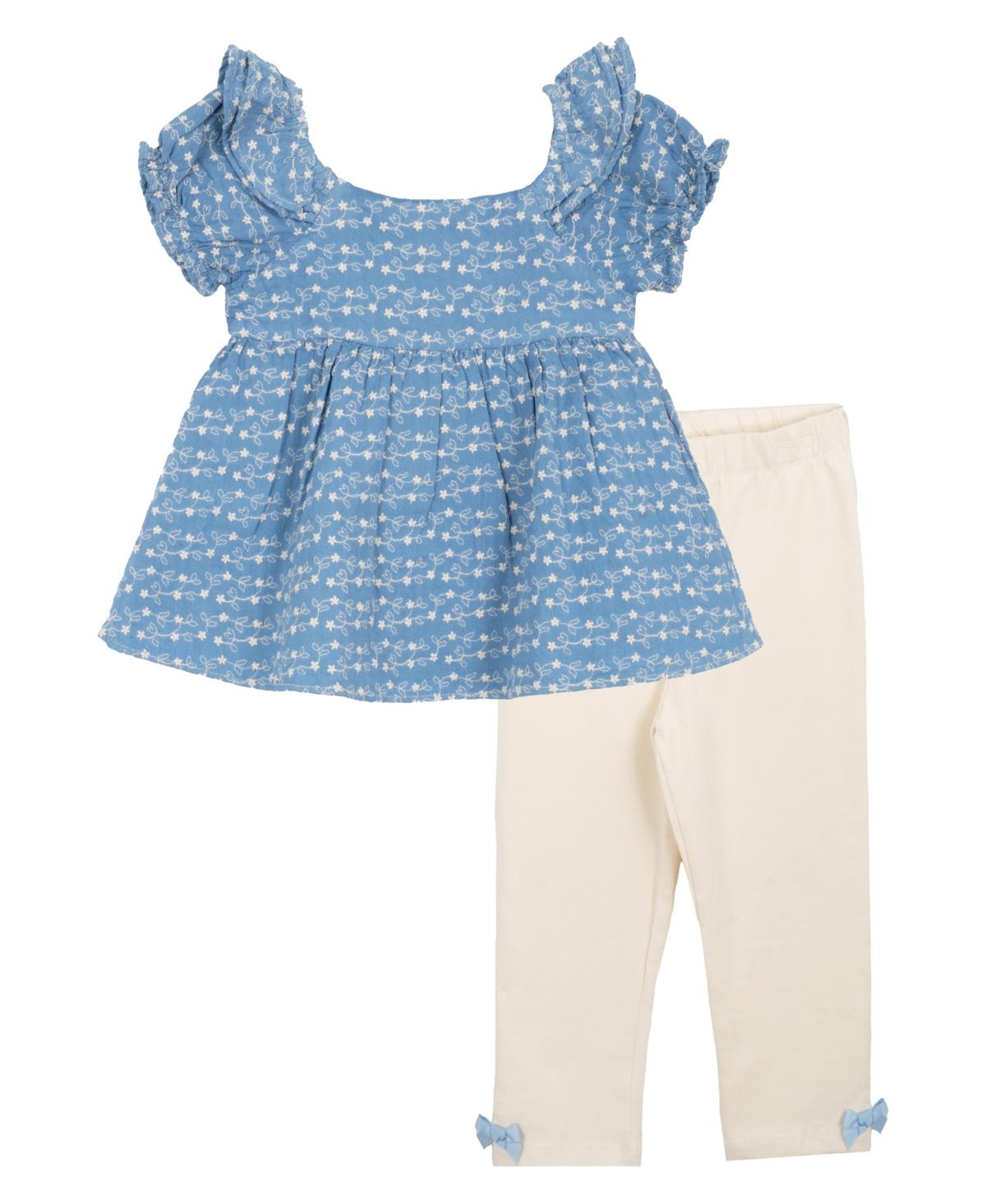 Rare Editions Baby Girls 2-Piece Embroidered Top and Leggings Set