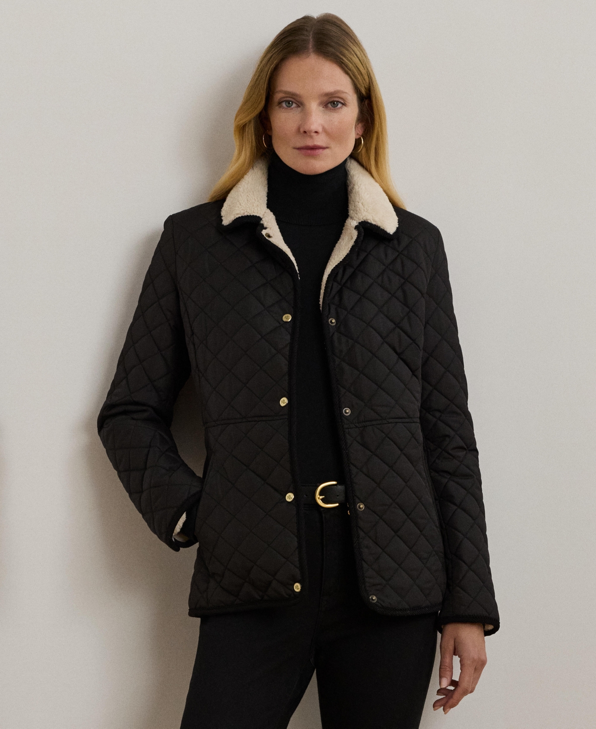 Lauren Ralph Women's Faux-Sherpa-Collar Quilted Coat