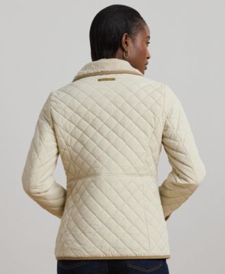 Women's Faux-Sherpa-Collar Quilted Coat, P/XS-XXL