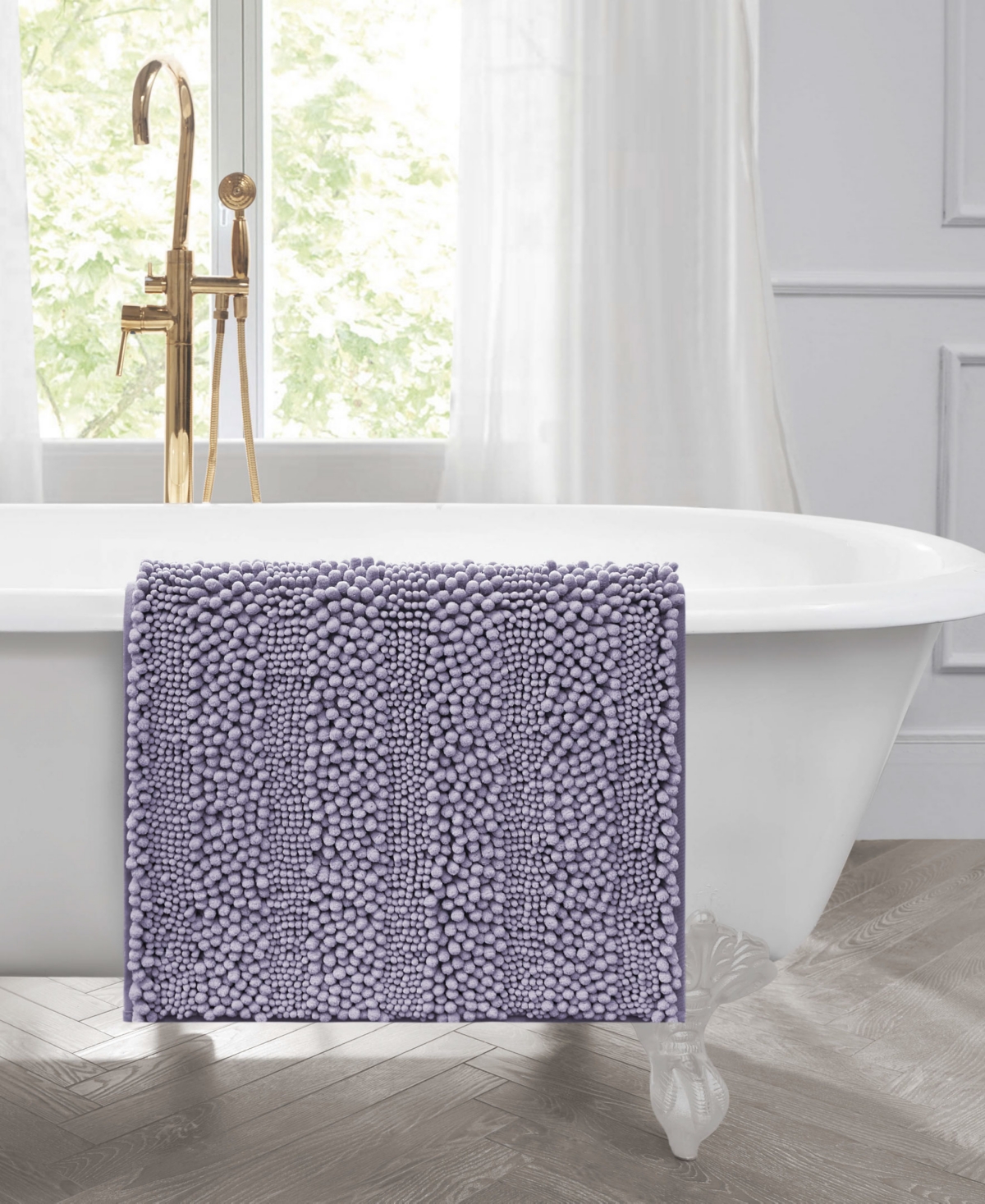 Laura Ashley Astor Chenille Bath Mat, 24" X 60"