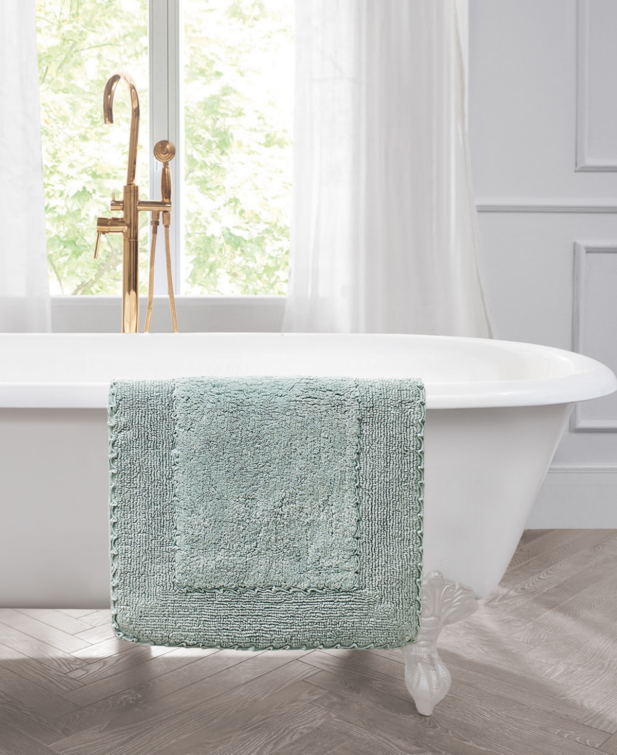 Laura Ashley Cotton Ruffled Bath Rug, 27" X 45"