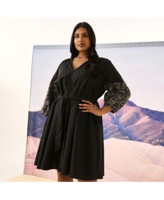 Plus Size Cala Embroidered Mini Dress