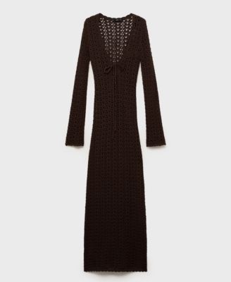 MANGO - Women's Bow Detail Crochet Dress