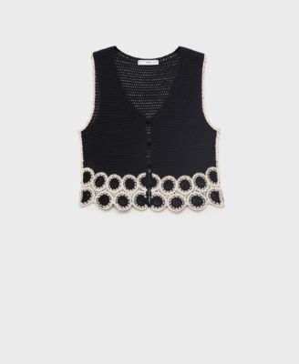 MANGO - Women's Circular Print Crochet Vest