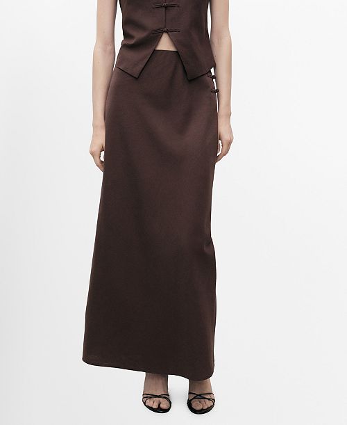 alfani MANGO Women's Linen-Blend Straight Skirt Women's Fashion Shoes & Accessories