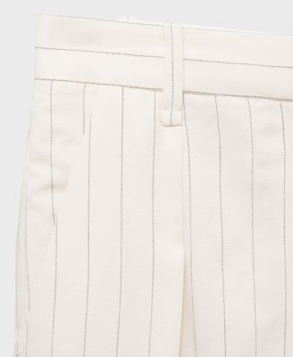 Women's Striped Linen-Blend Bermuda Shorts