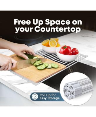 17.5 Inches Multipurpose Roll Up Sink Drying Rack & Trivet