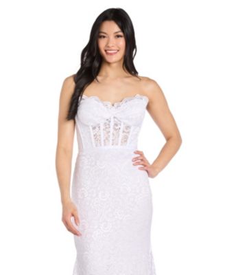 Junior's  Glitter Lace Corset Gown