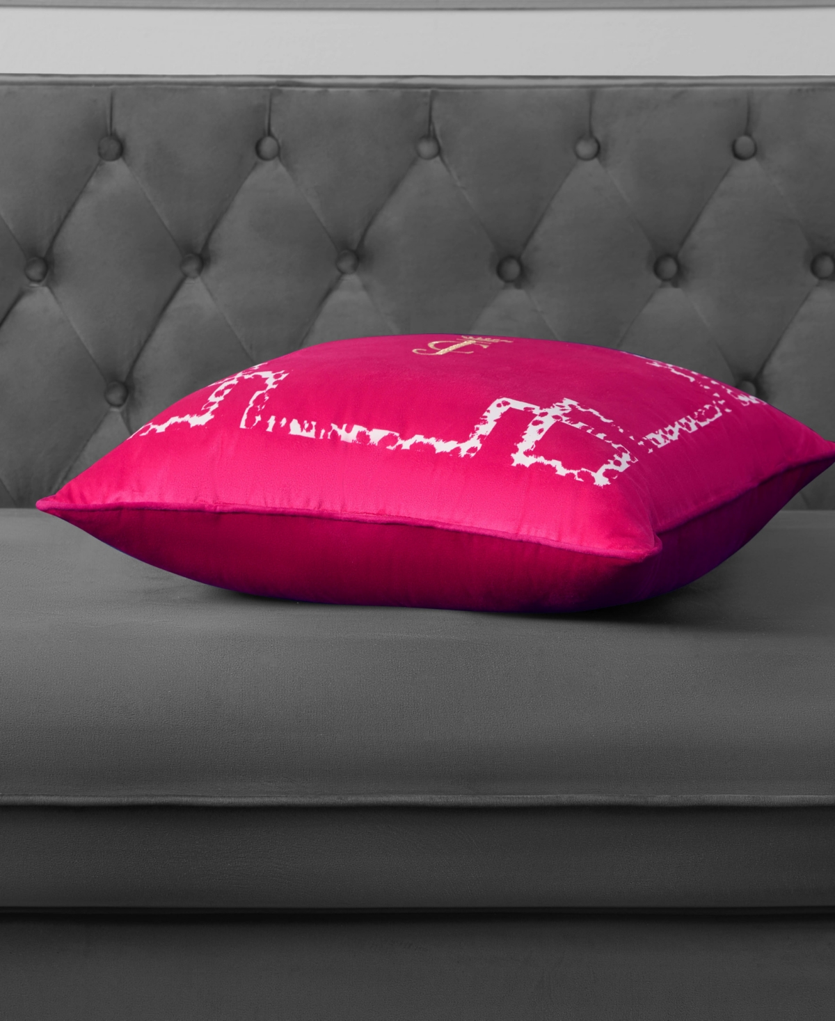 Juicy Couture Lattice Embroidered Velvet Decorative Pillow, 20" X 20"