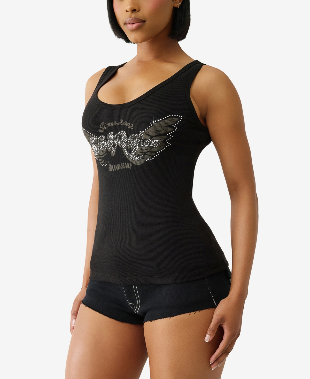TRUE RELIGION WOMEN'S HERITAGE CLASSIC TANK SCOOP NECK TOP 