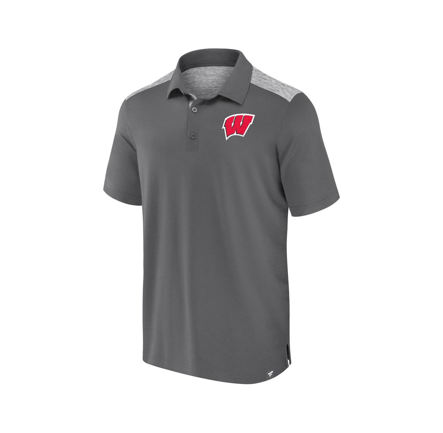 Men's Gray Wisconsin Badgers Iconic Brushed Blocked Polo Shirt