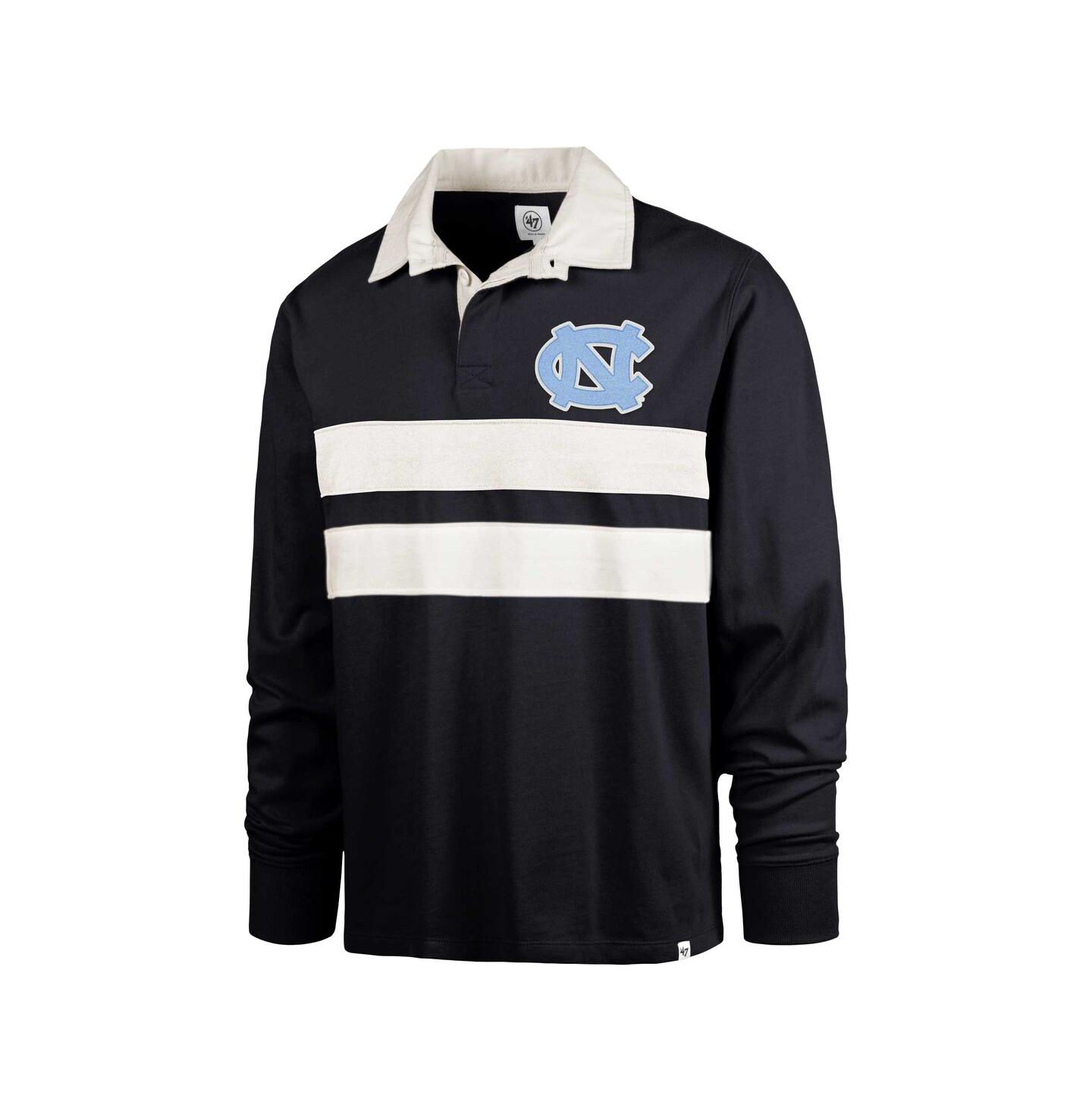 Мужские рубашки '47 Brand Navy North Carolina Tar Heels Clubhouse Knox Thames Long Sleeve Rugby Polo Shirt — фото 2