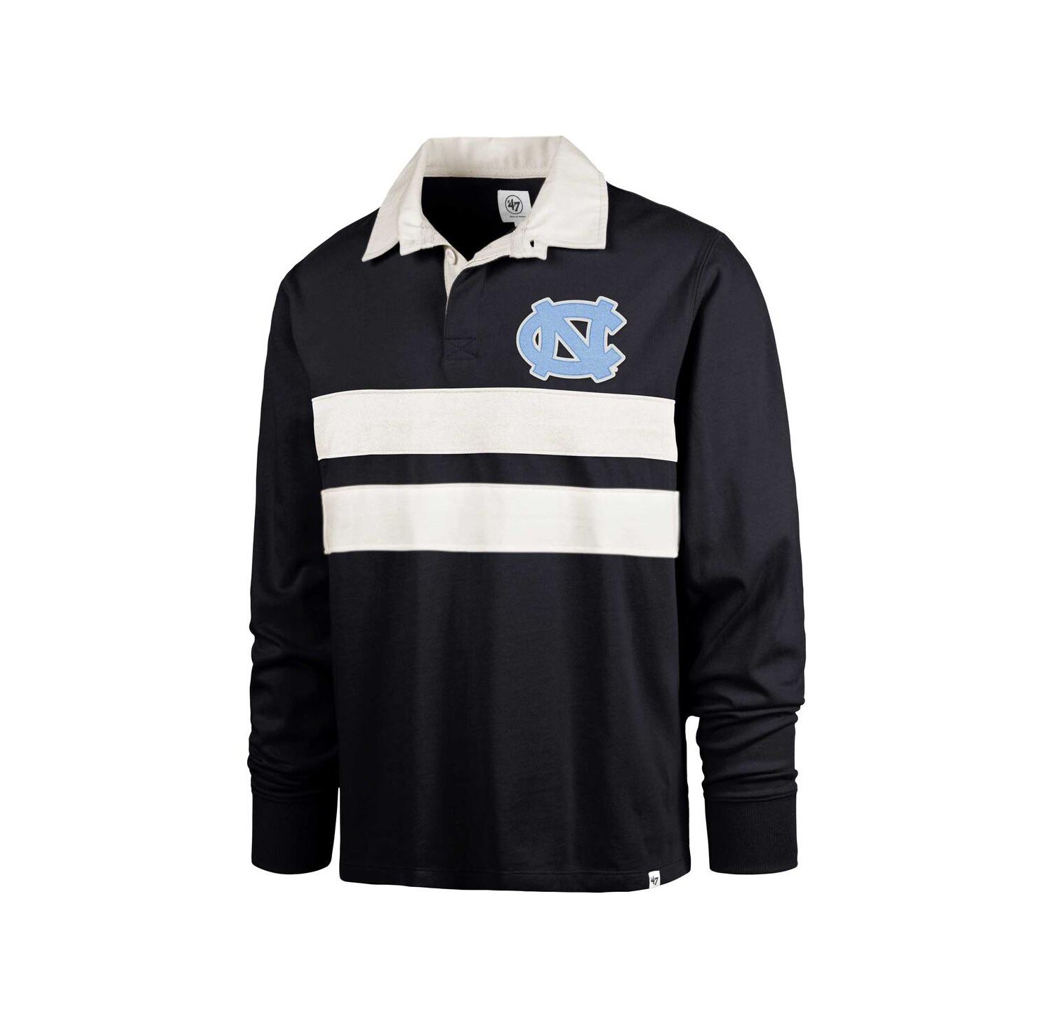 Men's Navy North Carolina Tar Heels Clubhouse Knox Thames Long Sleeve Rugby Polo Shirt