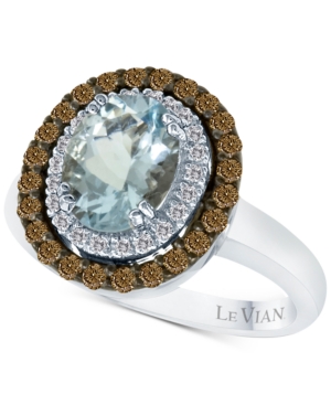 image of Le Vian Chocolatier Aquamarine (1-3/8 ct. t.w.) and Diamond (1/2 ct. t.w.) Ring in 14k White Gold