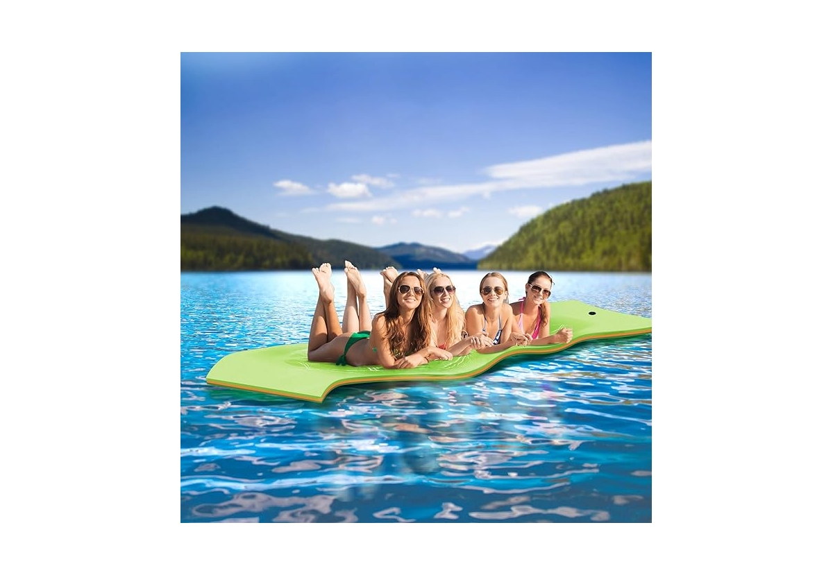 Green Water Floating Mat Foam Pad, 13x5FT Bouncy Tear-Resistant Xpe Foam