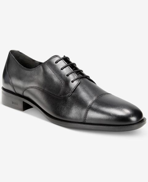 Обувь Hugo Boss Men's Colby Cap Toe Derby Dress Shoes, цвет: Чёрный