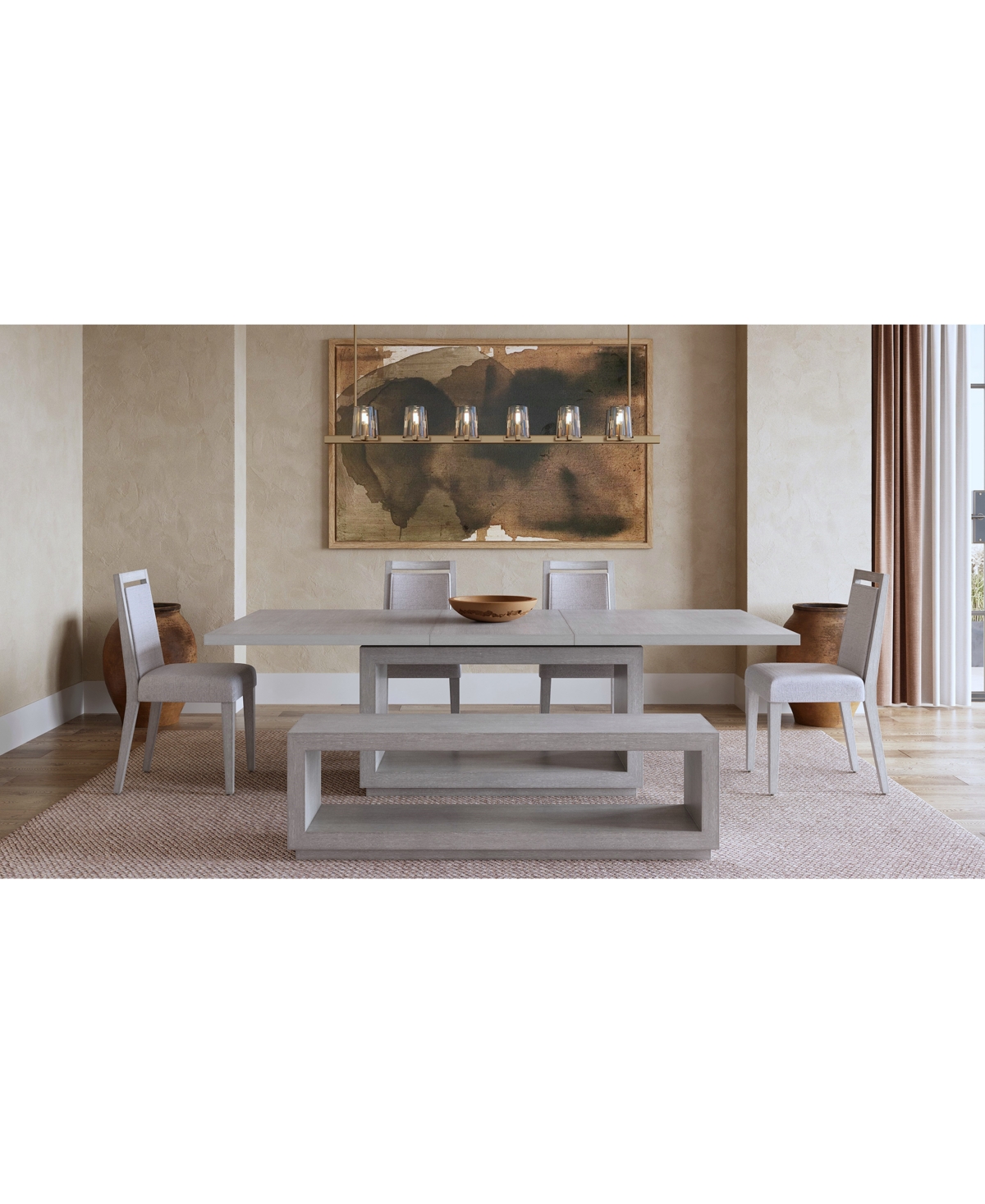 Macy's Tivie 6-pc. Dining Set (rectangular Table, 4 Wood Dining Chairs & Bench) In Gray