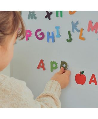 Hattung Magnetic Alphabet Set Extra-Thick, Multicolor Letters with Matching Flashcards - Safe, Non-Toxic Foam for Early Learning, Spelling, Vocabulary