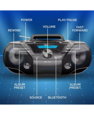 Portable CD Player Boombox - Bluetooth, USB, MP3, Cassette, FM Radio, Powerful Sound, Bass Boost, Digital Display - Ultimate Music Experience