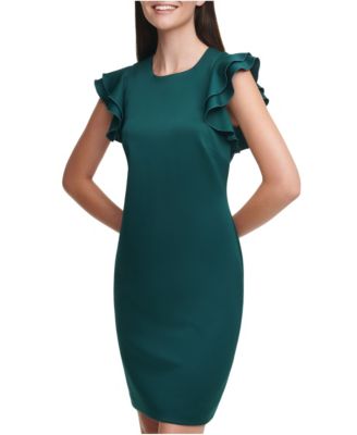 Women's Ruffle-Sleeve Sheath Dress