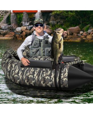 350 LBS Inflatable Fishing Float Tube with Adjustable Backrest and Backpack Straps
