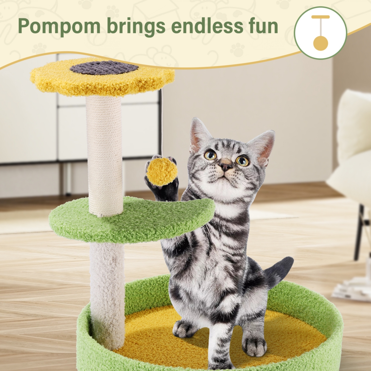 Sugift Multi-layer Cat Tree with Perch and Hanging Ball