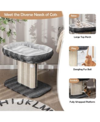 SUGIFT Modern Cat Tree Tower with Large Plush Perch and Sisal Scratching Plate