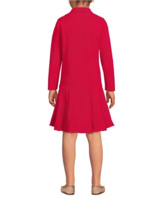 Big Girls Long Sleeve Mesh Pleated Polo Dress