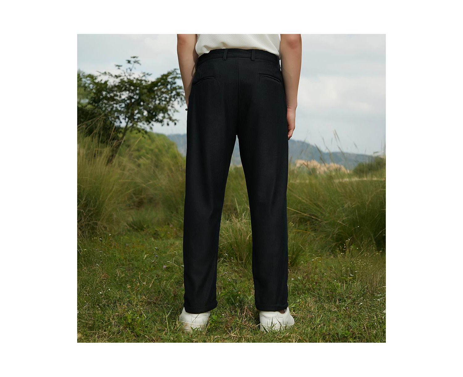 Men's Midnight Black Corduroy Tailored Trousers