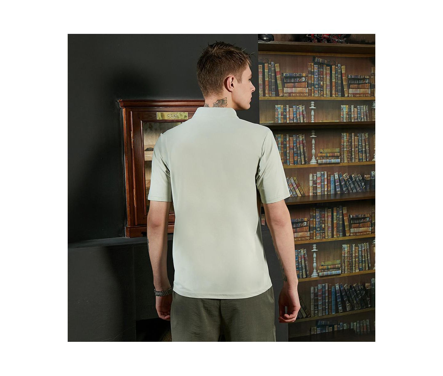 Мужская футболка Cahoot Campus Sutra Sage Green Seamless Solid Polo, цвет: Зелёный — фото 5