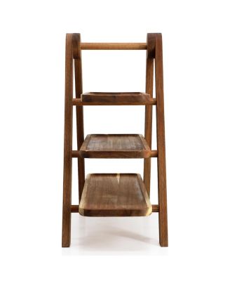 Acacia Wood 3 Tiered Rectangular Ladder Tray Set