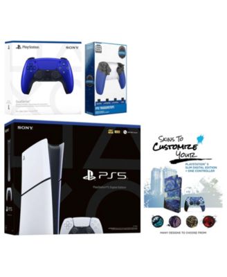 Playstation 5 Slim Digital with Extra Chroma Indigo Controller, Trigger Stop Kit and MightySkins Decal Voucher + 1 Year CPS Extended Warranty