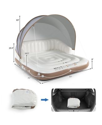 Floating Canopy Island Inflatable Pool Float Lounge Raft w/ Retractable Canopy