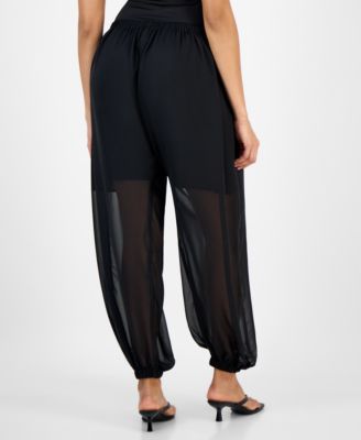 Women's High Rise Sheer Harem Pants, Exclusively at Macy's