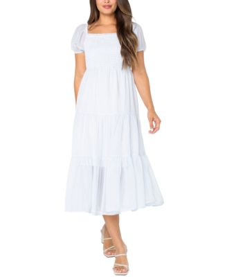 Celebrity Pink - Juniors' Smocked Puff-Sleeve Midi Dress