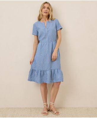 Women's Organic Cotton Canopy Linen Blend Notch Neck Dress