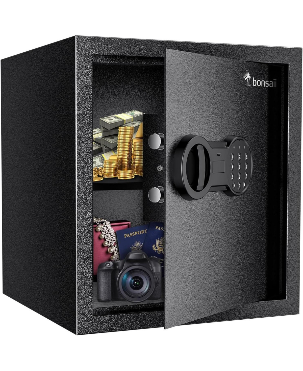 Steel Safe Box with Digital Keypad Lock, 1.2 Cubic Feet Security Document Safe with Removable Shelf for Home, Hotel, Office, Valuables, Money,