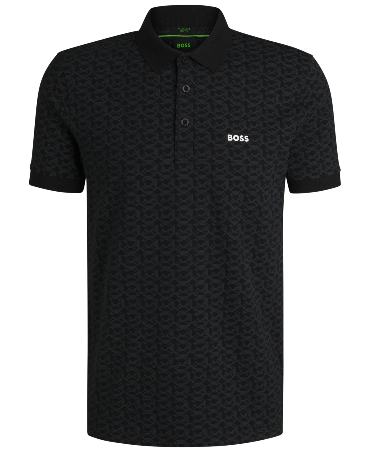 Hugo Boss Boss By  Men's Stretch Cotton Printed Paddy Polo Shirt In Black