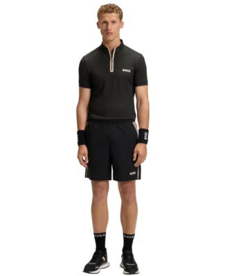 Men's Stretch-Mesh Jersey Zip-Neck T-Shirt