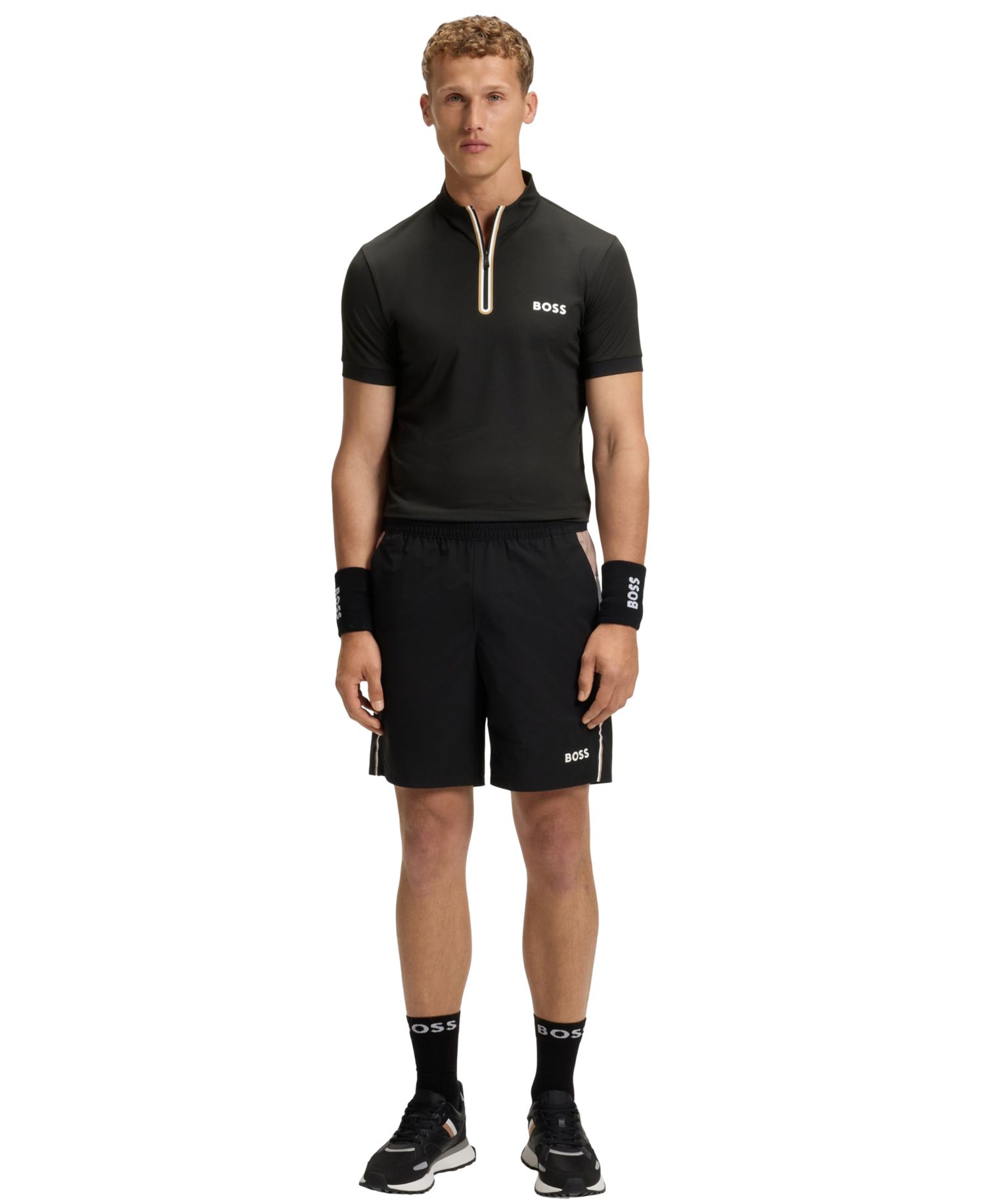 Men's Stretch-Mesh Jersey Zip-Neck T-Shirt