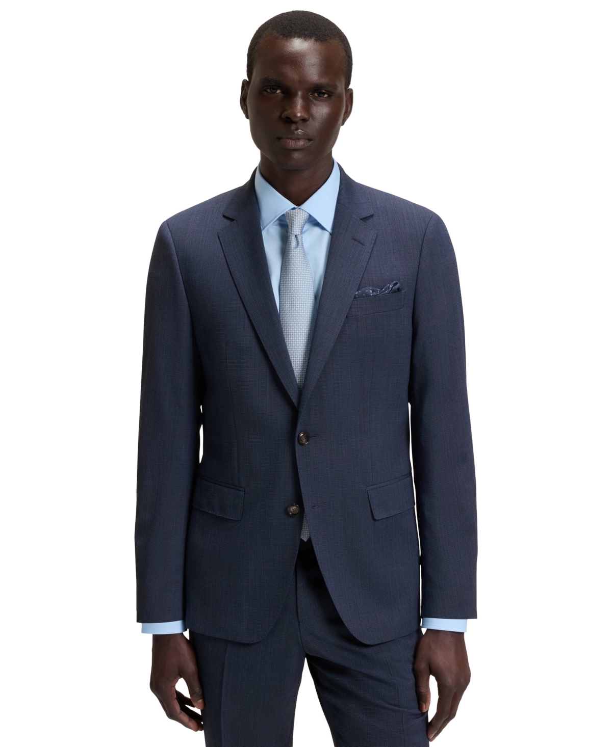 Hugo Boss Boss By  Men's Micro-patterned Stretch Slim-fit Suit In Blue