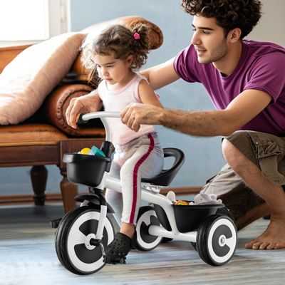 Slickblue Toddler Tricycle with Adjustable Seat and Storage Baskets for 1.5-5 Years Old